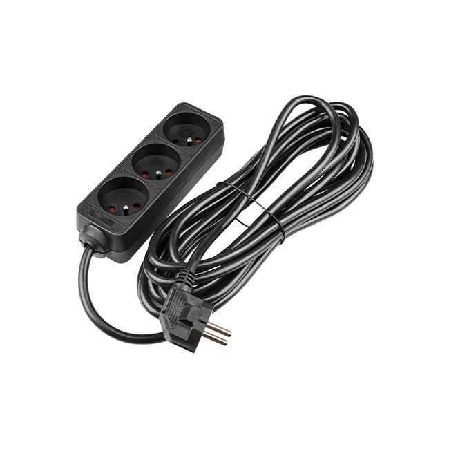 Prelungitor cu 3 prize standard, protectie suprasarcina, IP20, 3000W, 5m, cablu PVC, negru - imagine 5